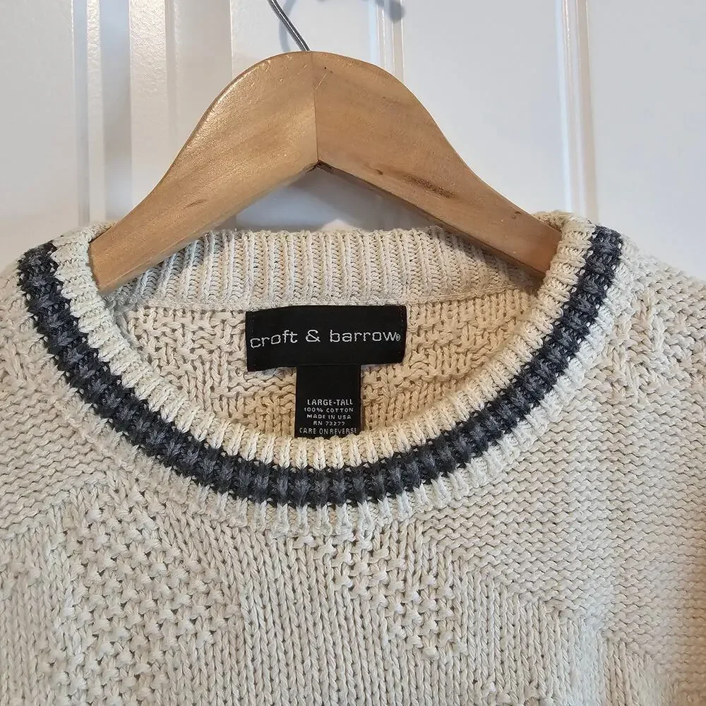 Vintage Croft & Barrow Wolves Sweater Mens Lg White 90s Cosby Academia Grandpa